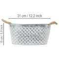 Large oval zinc bowl, 31cm x 20cm, H15cm | Floristik24.ie