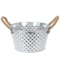 Floristik24 Round zinc bowl with rope handles Ø25cm H14cm