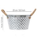 Round zinc bowl with rope handles Ø25cm H14cm | Floristik24.ie
