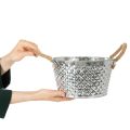 Round zinc bowl with rope handles Ø25cm H14cm | Floristik24.ie
