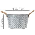 Round zinc bowl with rope handles Ø28cm H16cm | Floristik24.ie