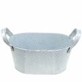 Floristik24 Zinc bowl oval light gray washed 21.5x14cm H10.5cm