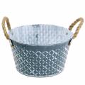 Floristik24 Zinc bowl diamond with rope handles blue-gray Ø25cm H14cm
