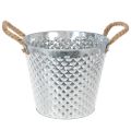 Floristik24 Zinc pot, diamond shape, with rope handles, whitewashed, Ø24.5cm H21cm