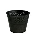 Floristik24 Zinc pot black with flowers Ø10cm H8cm