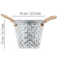 Zinc pot with rope handles Ø14.5cm H13cm | Floristik24.ie