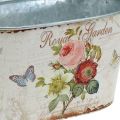 Floristik24 Vintage flower tub, metal pot with handles, planter with roses L18cm H10.5cm