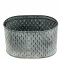 Floristik24 Zinc pot with diamond pattern oval 23cm x 15cm / 21.5cm x 14cm 2pcs