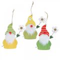 Floristik24 Spring decoration gnome to hang up wooden dwarf with flower H17cm 6pcs