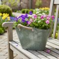 Flower pot with handles, bag, metal, jute, 24.5×17×15.5cm | Floristik24.ie