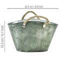 Flower pot with handles, bag, metal, jute, 24.5×17×15.5cm | Floristik24.ie