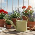 Decorative metal watering can, green/yellow, small, 28x13x17cm, 1.25l, vintage look, balcony decoration | Floristik24.ie