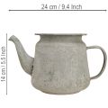 Decorative metal teapot, vintage style, grey, 24×14×14cm, retro shabby chic style | Floristik24.ie