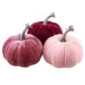 Floristik24 Decorative Pumpkins Flocked Burgundy Pink Ø13cm H11,5cm 3 pcs