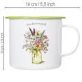 Decorative mug/plant pot, enamelled, Ø11.5cm H10cm | Floristik24.ie