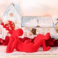 Decorative red reindeer figurine, lying down, modern design, 24cm, 2 pieces | Floristik24.ie