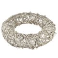Decorative wreath wood decoration rattan natural white Ø40cm H9,5cm | Floristik24.ie