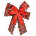 Floristik24 Decorative Christmas bow, gift bow, outdoor, red checkered, 6cm wide, 20×29cm, 2 pieces