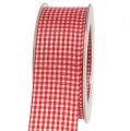 Floristik24 Gift ribbon with selvage 20m red checkered