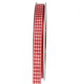 Floristik24 Gift ribbon with selvedge 8mm 20m red checkered