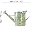 Metal watering can, vintage look, green and silver with floral pattern - decorative planter, Ø18cm | Floristik24.ie