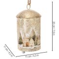Bell with winter village motif for hanging, 20cm | Floristik24.ie