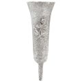 Floristik24 Grey grave vase with rose motif, 26cm high, 2 pieces