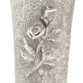 Grey grave vase with rose motif, 26cm high, 2 pieces | Floristik24.ie
