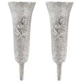 Grey grave vase with rose motif, 26cm high, 2 pieces | Floristik24.ie