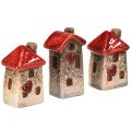 Floristik24 Ceramic house with red roof, window and heart – 6 cm – Idyllic decoration for home and garden – 6 pieces