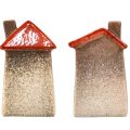 Loving ceramic houses – heart design, red &amp; natural, 17.5 cm – romantic decoration for the home 2 pieces | Floristik24.ie