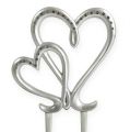 Floristik24 Decorative heart to stick silver 17cm