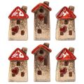 Ceramic house with red roof, window and heart – 6 cm – Idyllic decoration for home and garden – 6 pieces | Floristik24.ie
