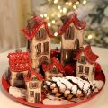 Ceramic House Decoration Set Small Houses with Red Roof 8cm 2pcs | Floristik24.ie