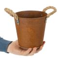 Metal pot with handles, herb pot, rust decoration Ø16.5cm H15cm | Floristik24.ie