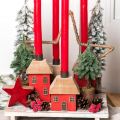 Mini Christmas Tree Wooden Base Green White Ø8cm H18cm 3pcs | Floristik24.ie