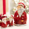 Santa Claus decorative figure as a tealight holder with stars, table decoration, 15cm | Floristik24.ie