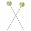 Pearl-headed pins, apple green, Ø10mm, 60mm | Floristik24.ie