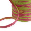 Floristik24 Raffia ribbon bicolour apple green-pink 200m