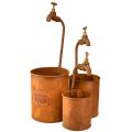 Floristik24 Planter patina Deko Metal With Tap H25/37/43cm Set of 3 pcs