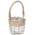 Floristik24 Lantern tealight holder glass metal willow Ø10.5cm 3pcs