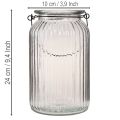 Glass lantern/candle holder for hanging, handle, H18cm | Floristik24.ie