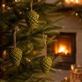 Pine cone pendants as autumn decorations for hanging, 5cm, 3 pieces | Floristik24.ie