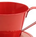 Floristik24 Cup with plate red Ø16cm H11cm